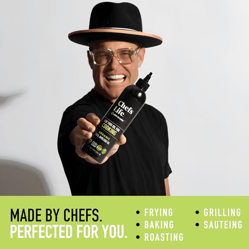 Chefs Life Organic Avocado Oil - Organic Avocado Oil For Cooking, Avocado Oil Organic for Dressing, Dipping, Drizzle, 100% Pure, Single Origin, Non GMO - 16.9 Fl Oz Squeezable Bottle (1 Pack)