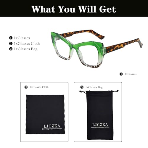 Image of LJCZKA Oversized Blue Light Blocking Glasses Women Cat eye Eyeglasses Anti Eye satrain Computer Gaming Cateye Glasses