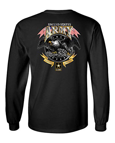 United States Army Logo Patriotic Long Sleeve Shirt Loyalty Respect Bald Eagle Front and Back Tee2
