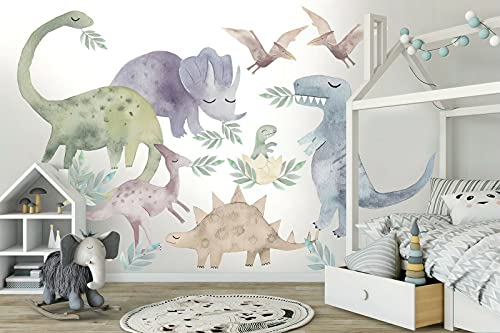Juego de pegatinas de pared de dinosaurio para niños, removibles para dormitorio de niños, guardería, novedad Cover