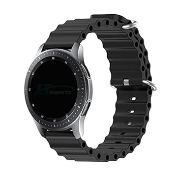 Pulseira 22mm Ondas compativel com Samsung Galaxy Watch 3 45mm - Galaxy Watch 46mm Sm-R800 - Gear S3 Frontier - Amazfit GTR 4 - Marca LTIMPORTS (Preto)