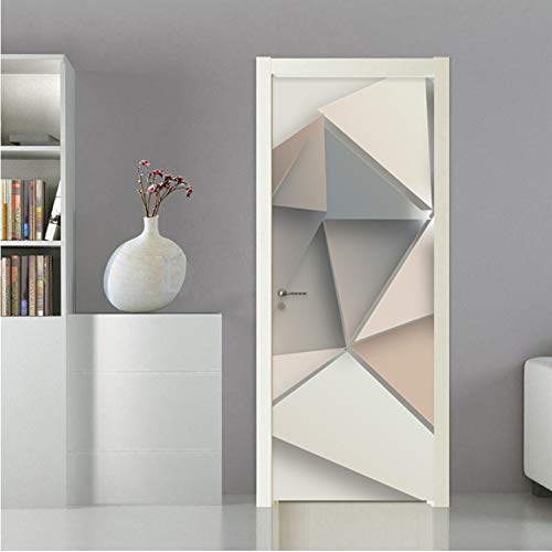 DEENLI Sticker Porte Trompe l'oeil 35.4'X78.7'，3D PVC Auto-Adhésif Étanche Détachable，Chambre London Orientale Zen Plage Entiere Interieure Jardin Marocaine， Géométrique Créatif Moderne