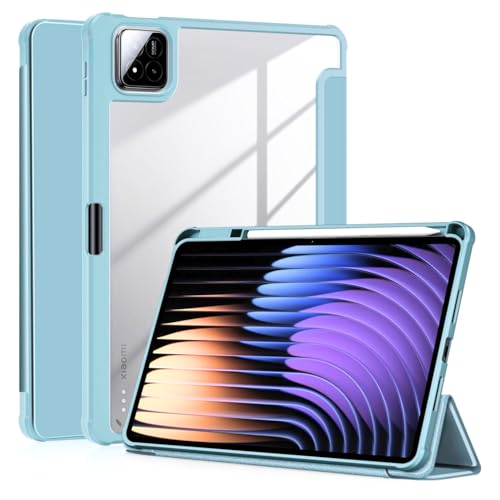 Image of MOCA Case for Xiaomi Mi Pad 8 /8 Pro /Pad 7 / Pad 7 Pro 11.2 inch, Smart Flip Case with Pen Holder, Trifold Stand, Magnetic Auto Sleep Wake, Hard Back Protection (Aqua Blue)