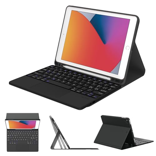 KVAGO iPad 第6世代 第5世代 キーボード iPad 9.7 インチ キーボード付きケース タッチパッド付き Apple pencil 収納 脱着式Bluetooth キーボードカバー ペンシルホルダー付き iPad Pro 9.7/Air/Air2 通用 マグネット着脱式キーボード 角度調節可能 US配列(ブラック)