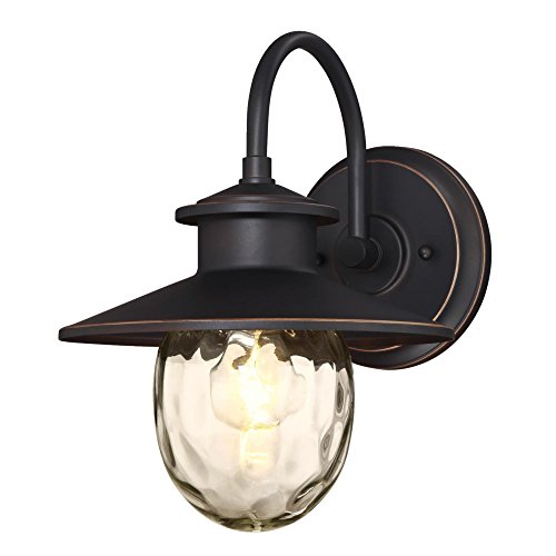 Limited Discount Westinghouse Lighting 6313100 Delmont One-Light Outdoor Wall Fixture, Oil Rubbed Bronze Finish with Highlights and Clear Water Glass