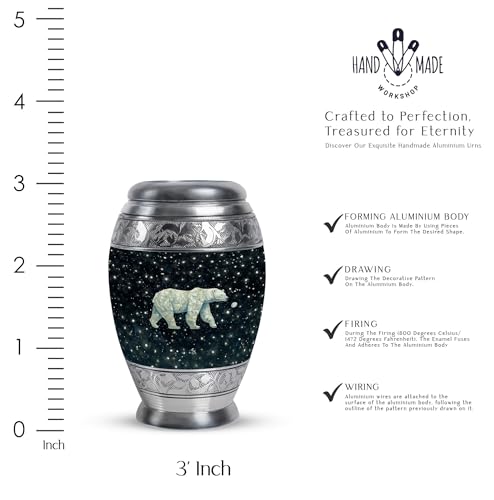 Image of Polar Bear Decorative Urns - Decorative Urns for Male & Female - Cremation Burial Urn - Mini Urns for Human Ashes - Memorial Urns for Adult Male & Female - 3 Inch Pack of 4 - Decorative Urn
