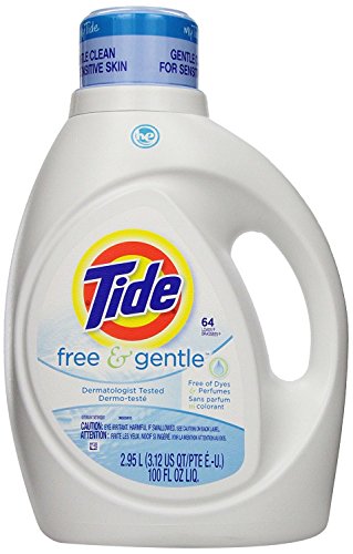 Image of Tide Free and Gentle HE Laundry Detergent Liquid, 100 oz, 64 Loads, Unscented and Hypoallergenic for Sensitive Skin, Free and Clear of Dyes and Perfumes (Packaging May Vary)