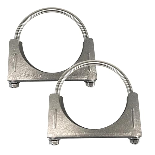 Elifecenter Universal Heavy Duty 5 Inch 127mm Exhaust U Bolt Clamp Stainless Steel Saddle Design with Reinforced Ribs