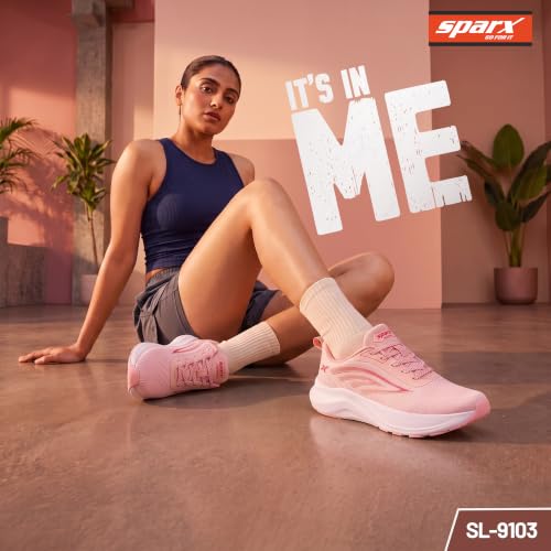 Image of SPARX Sports Running Shoes for Women - Lightweight Breathable Lace-Up Athletic Shoes with Cushioned Comfort, Shock Absorption, Durable Grip, Flexible Sole & Everyday Walking Performance