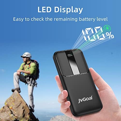 JvGoal 10000mAh Portable Charger with Built in Cables, PD & QC 22.5W Fast Charging USB C Power Bank, 3 Output 2 Input Battery Charger LED Display External Battery Pack for iPhone Samsung Huawei etc