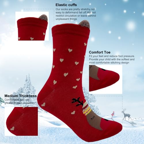 Mantianstar Meias femininas de Natal, 4 pares, estampas coloridas e inovadoras, Vermelho, 44