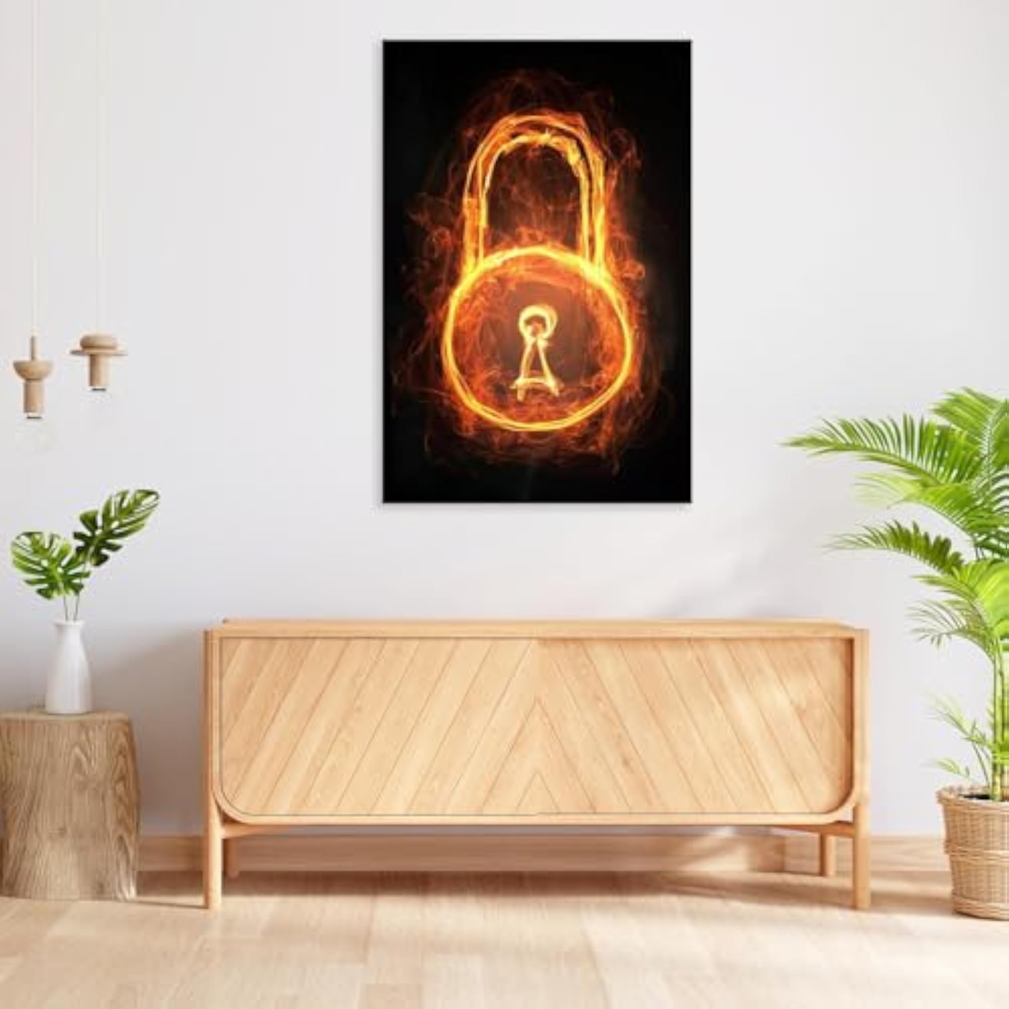 Glowing Light Lock Sign Peel & Stick Vinyl Wall Sticker