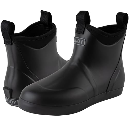 Image of Buoy Boots Women's Waterproof Ankle Rain Boots, Rubber Deck & Fishing Boots | Neoprene Lining, EVA Foam Insole, Slip-Resistant Non-Marking Outsole for Comfortable Traction on Boats, Farms & Wet Ground