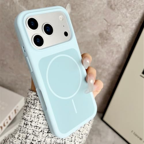 Coque en silicone liquide pour iPhone 17 Pro Max compatible MagSafe couleur bleu