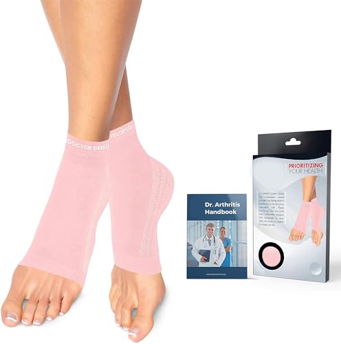 Doctor Developed Copper Ankle Compression Sleeves & Doctor Written Handbook - Foot and Ankle Support for Women & Men - Ankle Support for Achilles Tendonitis, Running Ankle Support Socks (Pink, M)