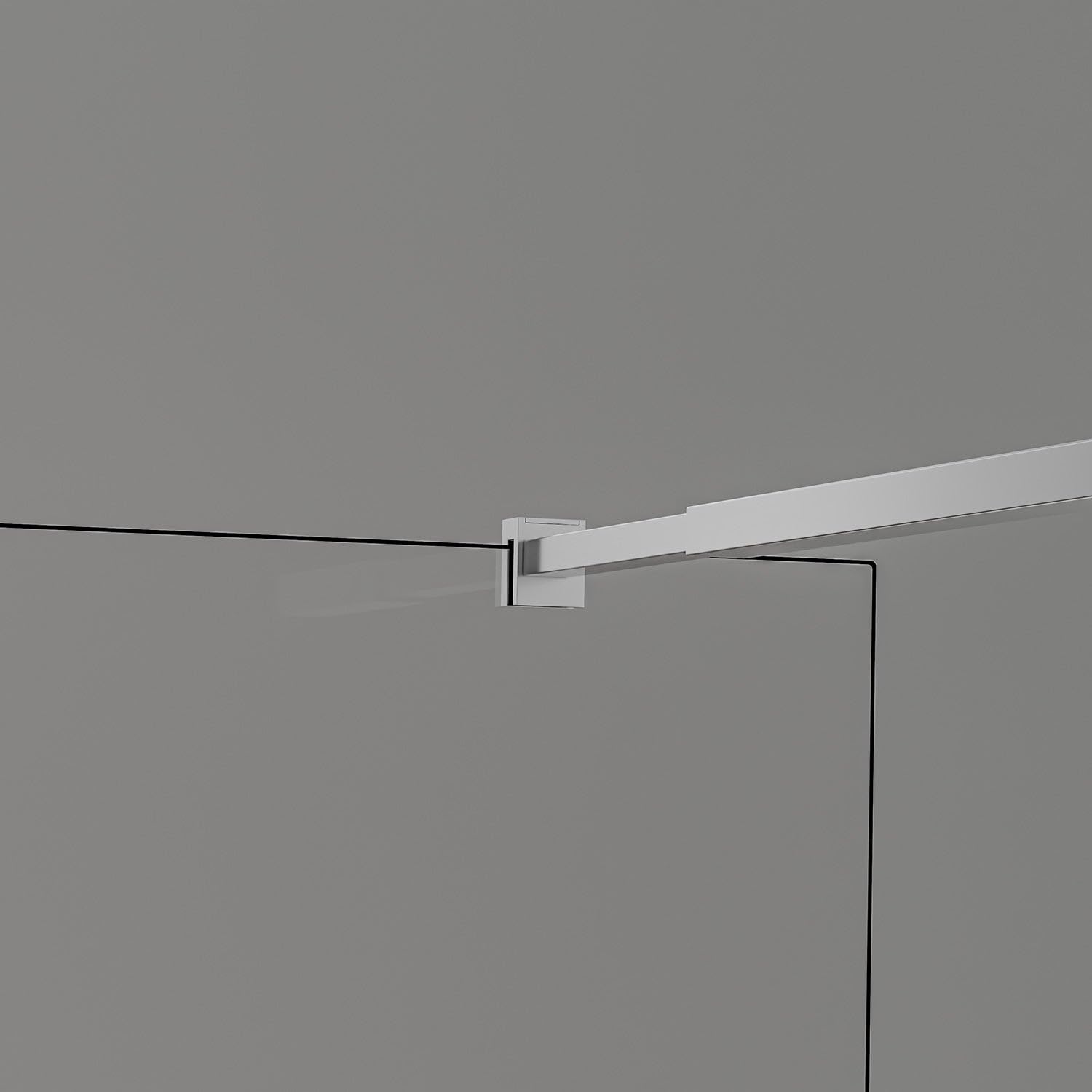 Paroi de douche 30×200 cm - verre 8mm transparent - Barre de fixation extensible 73-120 cm - Finition chromée