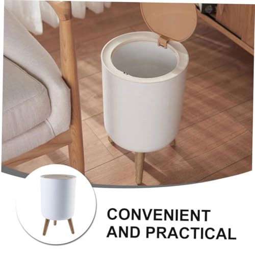 DIKACA 1 Stück Holzoptik Müllbehälter mit Druckverschluss Praktischer Abfalleimer für Haushalt und Hygienisch für Wohnen mit Hoher Standfüße für Müheloses Entsorgen von Abfall – Bild 6