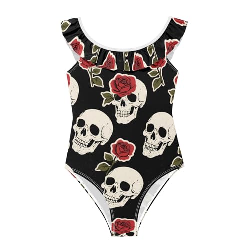 Maillot de bain pour fille motif roses vintage noires enfants 3 à 6 ans