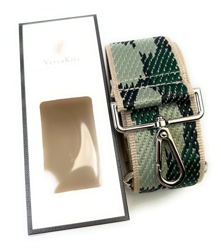Image of Purse Strap Replacement for Crossbody Bags & Handbags | Premium Webbing with Silver Hardware Clip-On Installation Adjustable Length Comfortable Wide Guitar Style Strap