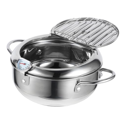 Zerodeko 1 Pieza Freidora Wok Sartén con Tapa De Harina Olla Arrocera De Cuco Cocina De Inducción Olla Arrocera Pequeña Cocina Multi Bandeja Golden Acero Inoxidable
