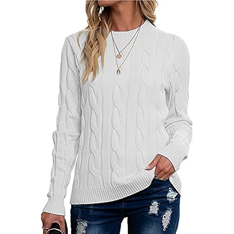 Breampot Women Cable Knit Jumper Pullover Cover
