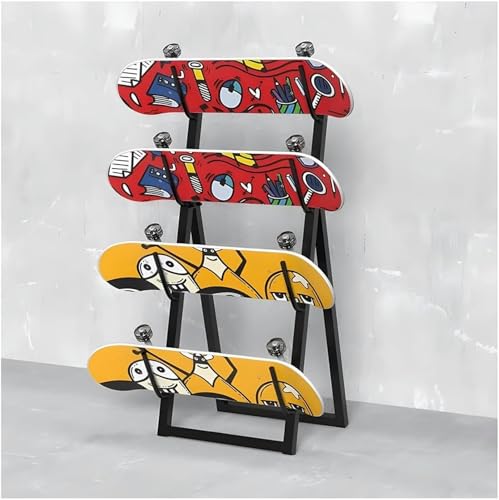 LIEOWYD 4/5/6/7 Layer Floor Longboard Rack, Metal Snowboard Storage Rack, Skis Stand Parking Rack, for Deck, Garage & Retail Store