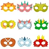 9Pzas Máscaras de Dinosaurio para Fiesta Disfraces Niños Fiesta de Animales Loot Bag Filler Halloween Cumpleaños Mascarada Actividad Escolar Máscaras para Niños y Niñas