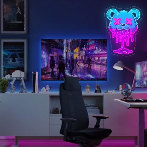Image of Ice Bear Neon Sign, USB Powered LED Light for Room Decor | Cute Animal Wall Decor for Bedroom, Kids Room, Game Room, Party Decoration and Bear Lovers Gift