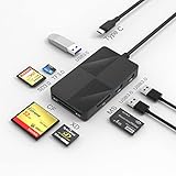 [8-in-1-USB-Kartenleser] Dieser Typ-C-Multikamera-Kartenleser ist mit 1*CF-Steckplatz, 1*SD-Steckplatz, 1*TF-Steckplatz (Micro SD), 1*MS-Steckplatz und 1*XD-Kartensteckplatz ausgestattet , 3*USB3.0-Anschlüsse. Dieser USB-C-Speicherkartenadapter kann 5 verschiedene Karten lesen und beschreiben, darunter SD SDHC SDXC RS-MMC MMC Miro SD Micro SDHC Mirco SDXC Memory Stick MS PRO MS PRO-DUO MS PRO-HG Compact Flash CF I HS CF CF Elite PRO Toshiba Transcend XD