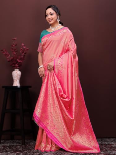 Image of Women's Banarasi Art Silk Woven Design Saree With Unstitched Blouse Piece I Traditional Indian Ethnic Wear