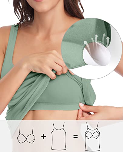 Image of V FOR CITY Tank Top for Women with Built-in Padded Bra Adjustable Wide Strap Camisole Cotton Cami Shirts