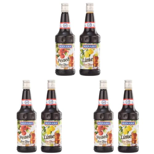 Image of Manama Ice Tea Lime and Peach Fruit Flavoured Syrups, Pack of 6, 750ML Each