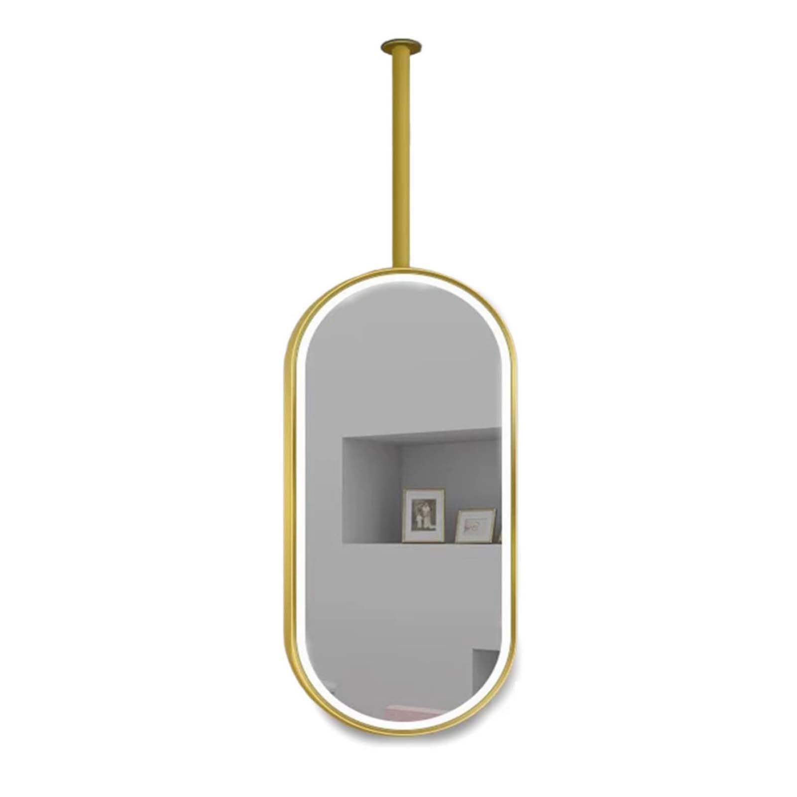 ITOSUI Ceiling Hanging Mirror,Luminescence Bathroom Mirror,Home Decorative Mirrors,Adjustable Brightness,for Entrance Cloakroom and Home (Boom Can be Customized)(Gold,40x80cm)