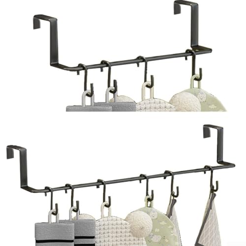 Lot de 2 porte-serviettes en métal pour radiateur avec crochets pour sécher et suspendre les vêtements, pas de perçage nécessaire (grand + petit) (noir)