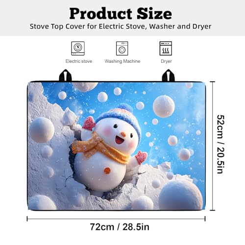 Image of Christmas Multi-Design Stove Cover for Glass /Electric Stoves - 3-in-1 Heat-Resistant Protector Mat, Non-Slip Drying Rack 28 inchx20 inch
