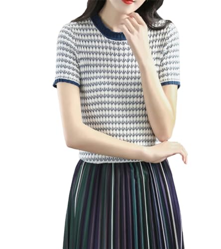 Pull à manches courtes en coton Kelsiop pour femmes le tricot ample