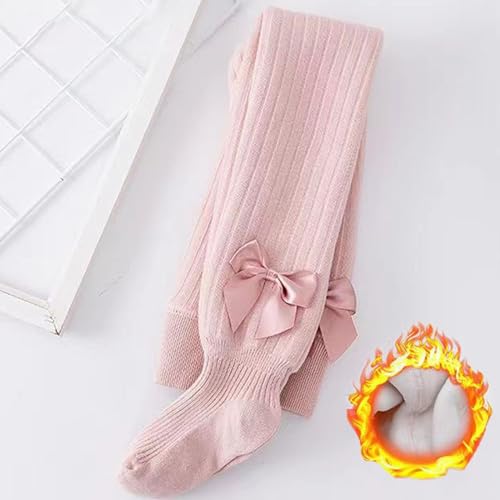 Baby Girls Cable Knit Tights Winter Warm Fleece Lined Leggings with Cute Bow Cotton Comfy Soft Pantyhose for Toddler Kids2