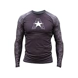 Anthem Athletics New! 10+ Styles HELO-X Long Sleeve Rash Guard Compression Shirt - BJJ, MMA, Muay Thai - Black Hex with Grey - Medium
