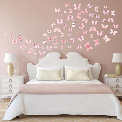Glow in The Dark Butterfly Wall Stickers, Butterflies Fluorescent Stickers, Luminous Pink Butterfly Wall Art for Kids Girls Living Room Bedroom Nursery Decoration Blue