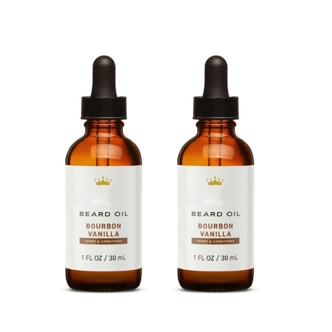 Beard Oil, Bourbon Vanilla Scent – Moisturizes, Softens and Conditions Beards 1 fl oz (2 pack)