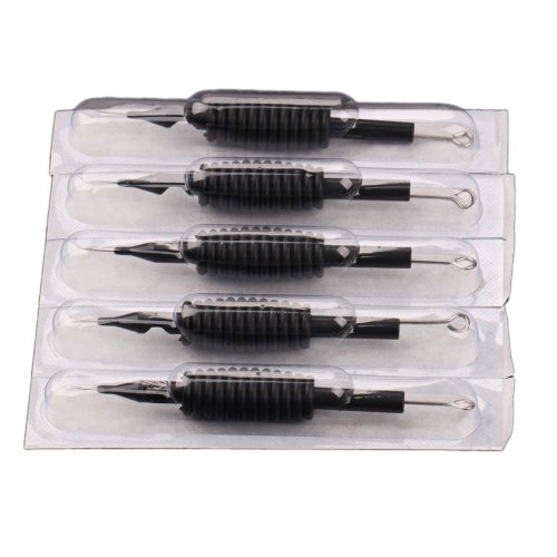 MicroMall 50pcs Silicone Soft Disposable Sterilized Conjoined Tattoo Needle Tube Grip Tip (5RL 5RT)