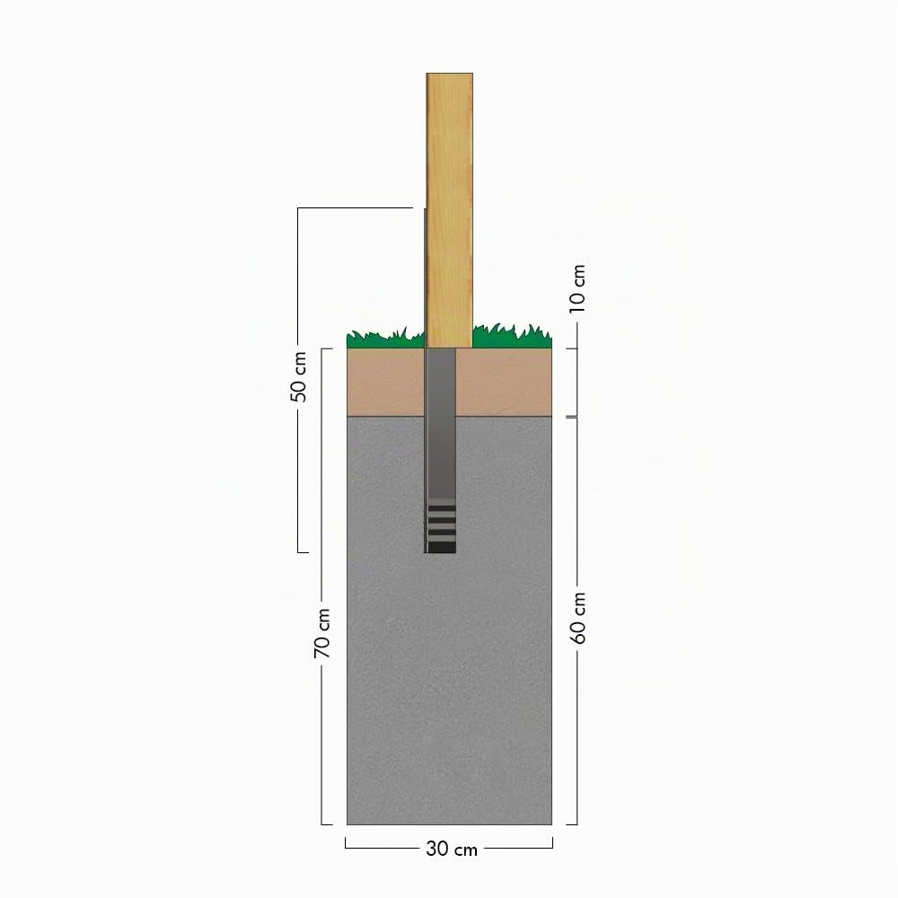 Wickey SolidLock Lot de 8 Ancrages d'Angle en Acier Galvanisé à Chaud pour Tours de Jeu, Balançoires, Maisons sur Pilotis - Avec Vis - Ancrages au Sol 500 x 45 x 45 mm