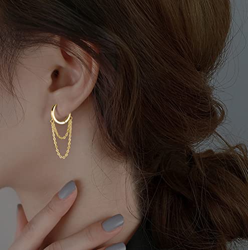 SLUYNZ 925 Sterling Silver Hoop Earrings for Women Teens Minimalist Hoop Earrings Huggie Dangle Chain Tassel2