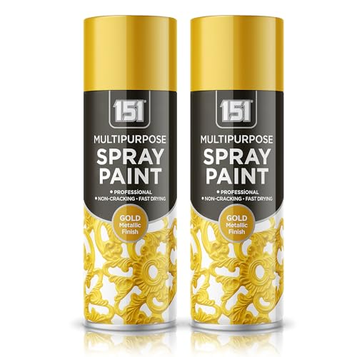FERRIS | Metallic Gold Spray Paint (2 x 400ml) | Premium Gold Spray Paint for Metal, Wood, Plastic, Ceramics & Ornaments | Multi-Purpose Interior & Exterior Use | Fast Drying, Easy to Apply