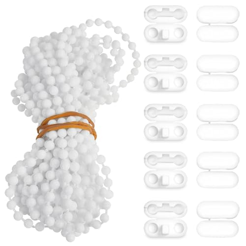 1 PCS 32.8FT Vertical Blind Chain Replacement with Connectors, Roller Blind Chain Cord repair parts, Repair Venetian Blinds Cord for Roman and Vertical Blinds (10Meter Long,White)