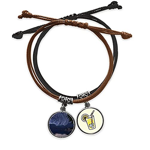 Bracelet étoiles nuit de haute précision avec corde tressée main et cuir noble