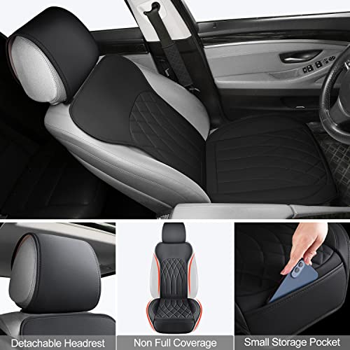 image for BEITK 2 Pack Leather Front Car Seat Covers, Universal Sideless Car Sea