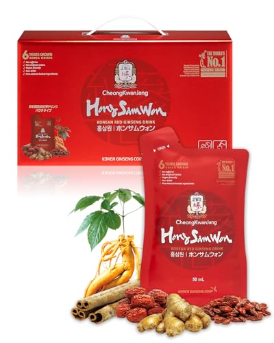 正官庄(ジョンガンジャン) ホンサムウォン(HongSamWon) 高麗人参 サプリ 朝鮮人参 韓国産 6年根 濃縮エキス 紅参(ホンサム) ginseng 厳選植物由来成分配合 栄養ドリンク 国内正規品 50ml×30袋
