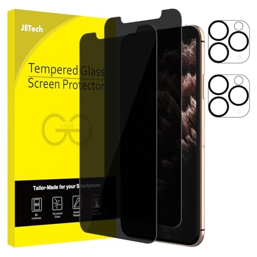 JETech Sichtschutz für iPhone 11 Pro Max 6,5 Zoll mit Kamera Schutz, Anti-Spähen Panzer schutz Gehärtetes Glas Folie, 2 Stück Jeweils