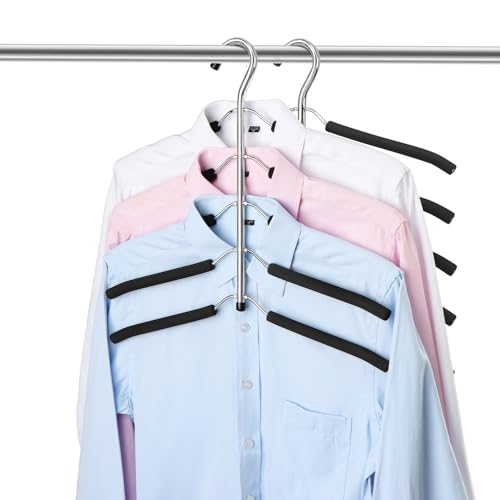 4 Pack Mehrlagiger Kleiderbügel，5 Bügel pro Aufhängung, mit Aufhänger platzsparend für Kleiderschrank,Oberbekleidung,platzsparend, rutschfest, Mehrfachbügel, schwarz